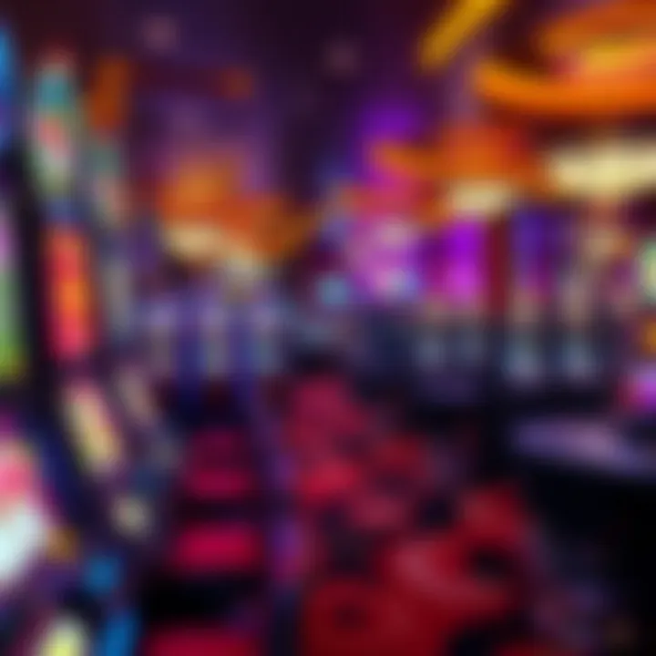 Luxurious gaming floor with vibrant slot machines and gaming tables