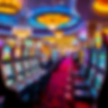Interior shot of the casino floor vibrant with gaming machines