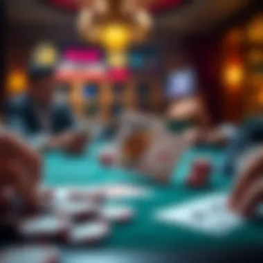 A lively game atmosphere with cards and chips during Spades gameplay