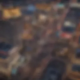 Aerial view of the Las Vegas Strip showcasing commercial establishments