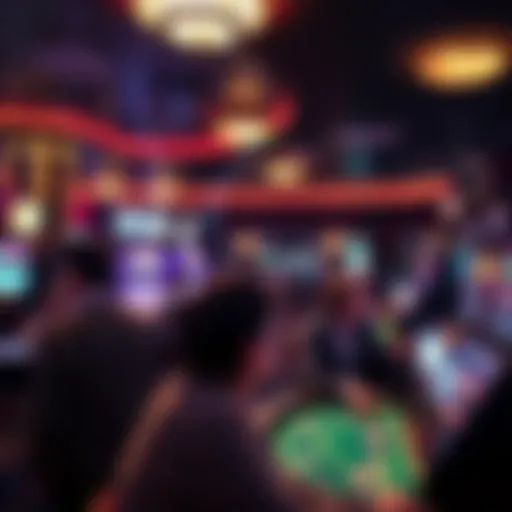 Lively Casino Atmosphere with Designated Smoking Space Casino interior showcasing a smoking area with patrons enjoying their games.