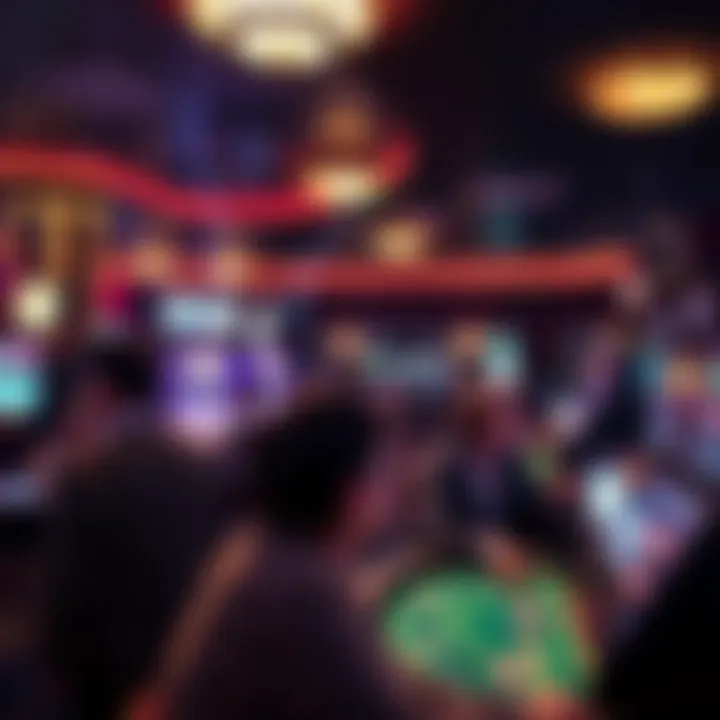 Lively Casino Atmosphere with Designated Smoking Space Casino interior showcasing a smoking area with patrons enjoying their games.