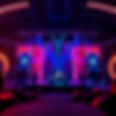 Concert Stage Setup for Lovers and Friends Tour A captivating stage set-up with colorful lighting for a concert event.