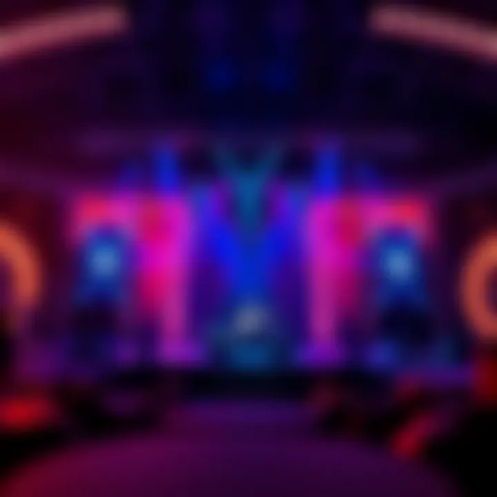 Concert Stage Setup for Lovers and Friends Tour A captivating stage set-up with colorful lighting for a concert event.