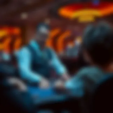 Expert Dealer Interaction in Blackjack Professional dealer managing blackjack game