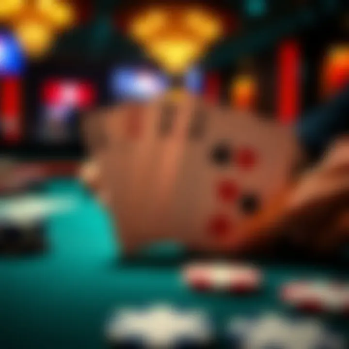 Strategic Card Play in Blackjack Close-up of blackjack cards showcasing strategic options