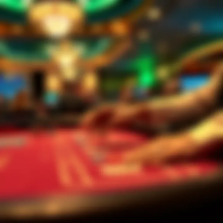 Close-up of a player placing a bet in mini baccarat.