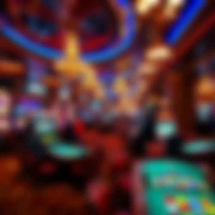 Casino Interior Experience Luxurious casino interior with vibrant gaming tables and bustling atmosphere.