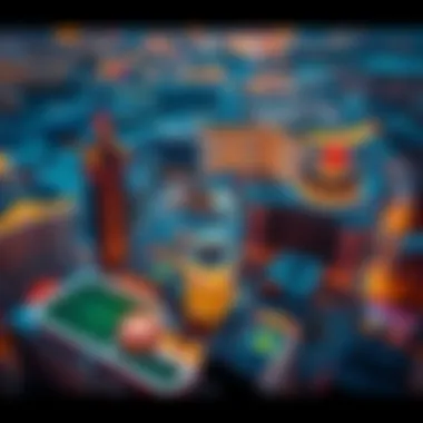 Aerial view of a bustling New York casino resort complex with vibrant nightlife
