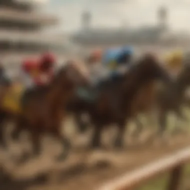 Historical race at Preakness with horses in action