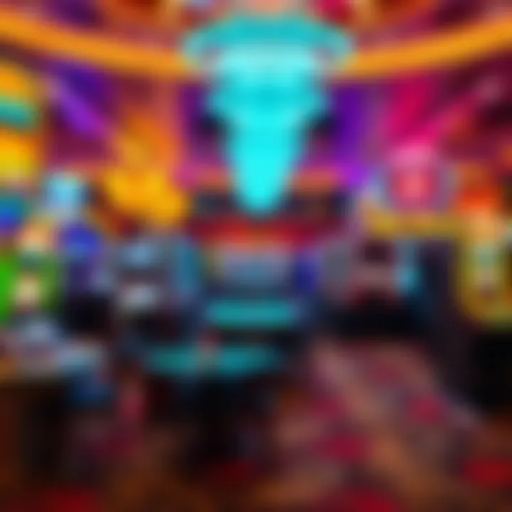 The Lively Atmosphere of Pure Vegas Casinos Vibrant casino floor with colorful lights and gaming tables