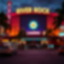 Overview of River Rock Casino exterior showcasing vibrant nightlife