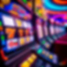 Close-up view of a slot machine display showcasing vibrant graphics and enticing symbols