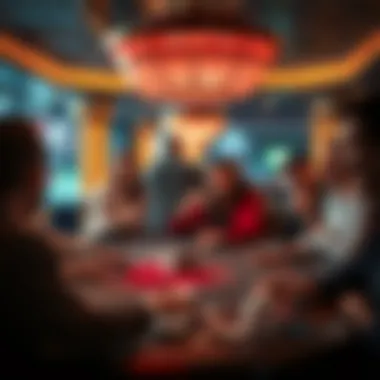 Exciting High-Stakes Gaming High-stakes gaming table with enthusiastic players