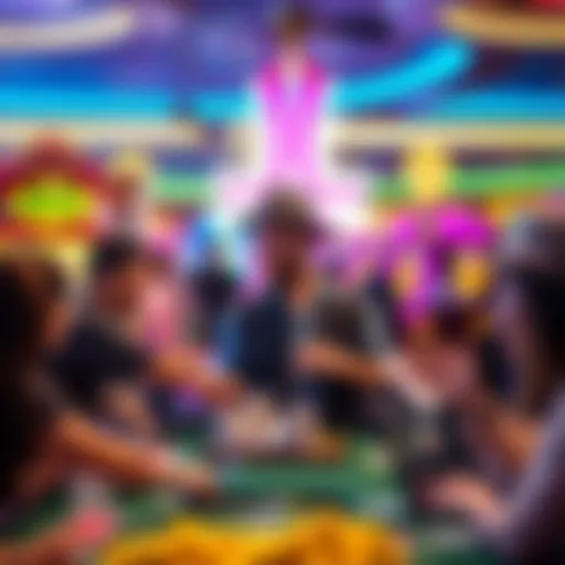 Casino Excitement and Free Bonuses A vibrant casino environment showcasing players enjoying various games with bonuses