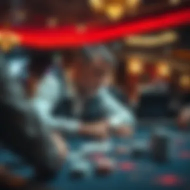 A player contemplating their next move at a blackjack table