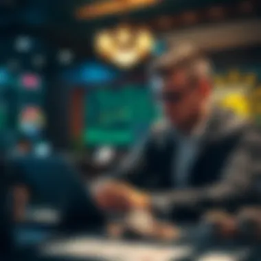 Professional player studying poker statistics