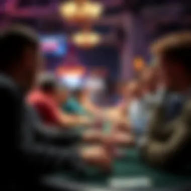 Dynamic Atmosphere of a West Virginia Poker Tournament A vibrant scene from a local WV poker tournament, highlighting intense gameplay