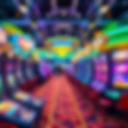 A vibrant gaming floor showcasing bright lights and diverse gaming options in Zone Casino Vegas World.